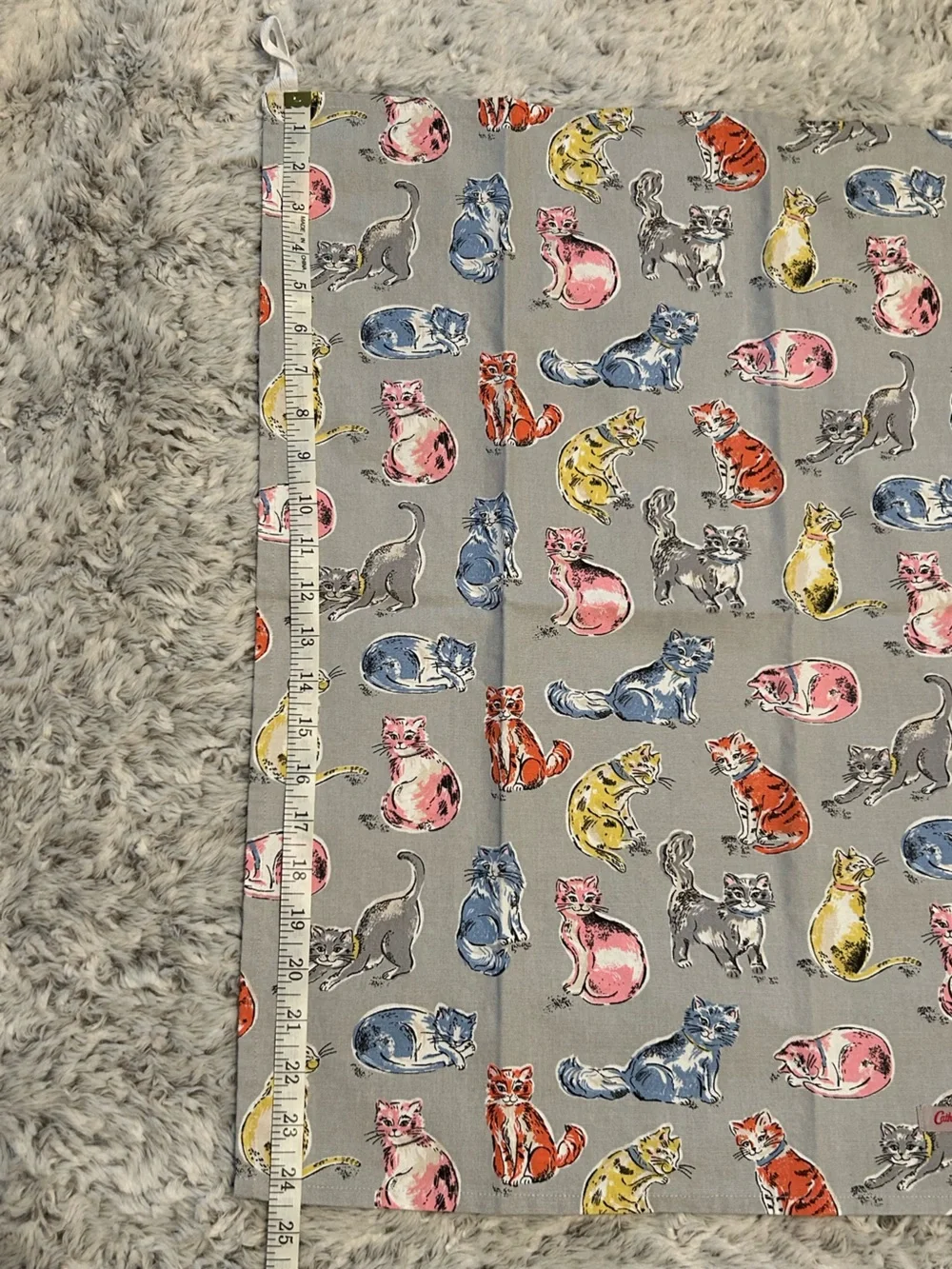 Cath Kidston Grey Multicolor Cat Print Tea Towel